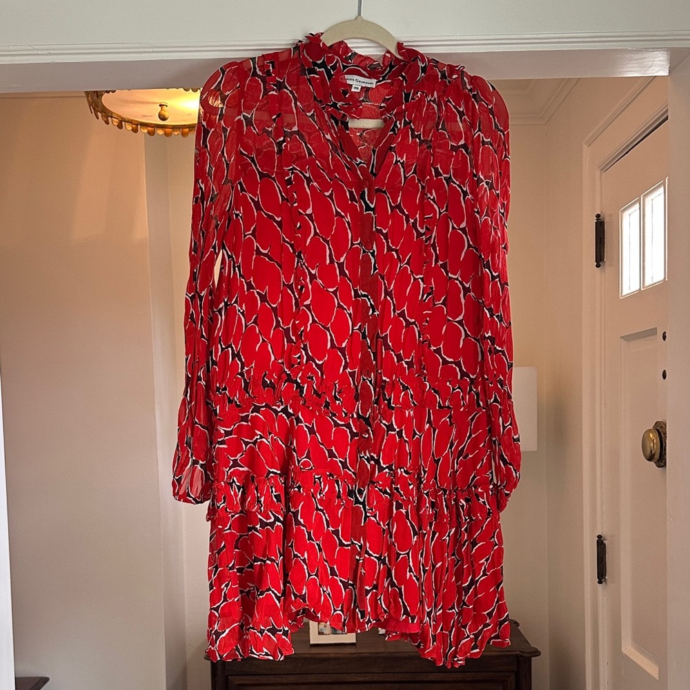 Karina Grimaldi Red and Black Long Sleeve Dress
